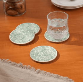 Resin Coaster With Green Print-Dia 4