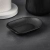 Ceramic Ribbed Spoon Rest – Black, Heat Resistant, Modern Design