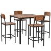HOMCOM Dining Table Set 5-Piece Modern Counter Height with 4 Chairs Walnut