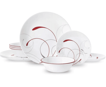 Corelle Splendor, White and Red Round 12-Piece Dinnerware Set