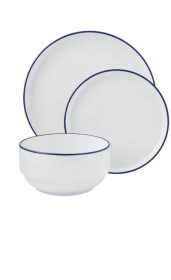 Mainstays 12-Piece Blue Rim Stoneware Dinnerware Set
