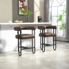 COOLMORE Bar Stools Set of 2, Modern Bar Stool with Back, Black Metal Frames, Upholstered Bar Stools for Kitchen Island, Pub, Club (Dark Brown PU)