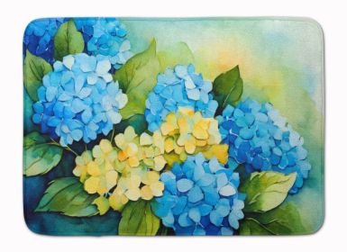 Hydrangeas in Watercolor Memory Foam Kitchen Mat Machine Washable Anti-Fatigue Mat Cushion Comfort Bath Mat or Kitchen Rug