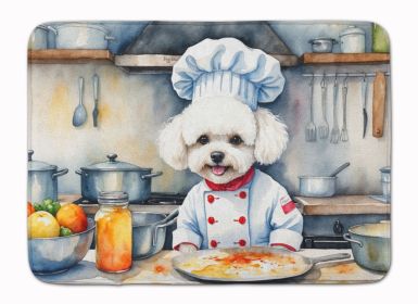 Bichon Frise The Chef Memory Foam Kitchen Mat Machine Washable Anti-Fatigue Mat Cushion Comfort Bath Mat or Kitchen Rug