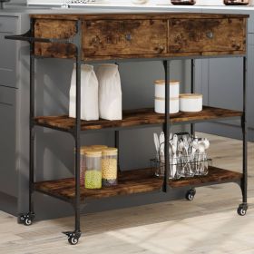 Kitchen Trolley Smoked Oak 41.3"x16.5"x37.4" Engineered Wood