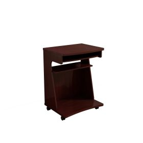 Utility Cart Microwave Cart Kitchen Cart Computer Cart one gliding shelf two shelves rounded corners mobile on rolling castor wheels mahogany col