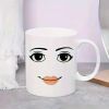 11oz Stylish Woman Face Ceramic Mug - Insulated, Reusable & Machine Washable - Perfect for Coffee, Tea & Water -
