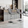 Bar Stools Set of 2, Swivel Adjustable Counter Height Barstools with Back and PU Leather-Gray