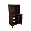 Microwave cart computer cart utility cart with hutch shelves spice rack mobile on locking castors red cocoa espresso