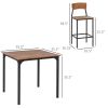 HOMCOM Dining Table Set 5-Piece Modern Counter Height with 4 Chairs Walnut