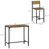 HOMCOM 3 Piece Pub Dining Set Industrial Style Counter Height Table and Bar Stools Rustic Brown for Small Spaces
