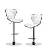 Bar Stools Set of 2, Swivel Adjustable Counter Height Barstools with Back and PU Leather-White