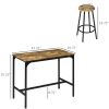 HOMCOM 5-Piece Industrial Dining Set Bar Table and Round Stools Metal Frame for Pub Dining Room