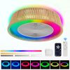 Modern Rustic Ceiling Fan Light with LED RGB Mood Lighting, Rope Woven Design, Quiet Fan, Semi Flush Mount for Bedroom, Living Room, or Dining Room