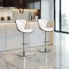 Bar Stools Set of 2, Swivel Adjustable Counter Height Barstools with Back and PU Leather-White