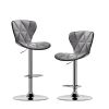 Bar Stools Set of 2, Swivel Adjustable Counter Height Barstools with Back and PU Leather-Gray