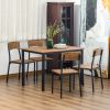 HOMCOM 5 Piece Dining Set Modern Industrial Style Dark Walnut Table & Chairs for Kitchen Dining Room Small Space