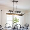 33.7-Inch Black and Gold Vintage Pendant Light, 5 E26 Bulb Sockets, Adjustable Chain Height – Antique Style Chandelier for Dining Room, Kitchen