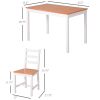 HOMCOM 5 Piece Dining Set Solid Pine Wood High Back Chairs White Natural Wood for Small Spaces
