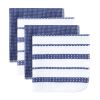 (3 pack) Cotton Waffle Dishcloth, Blue & White Striped, 4 Piece, 12 in x 12 in