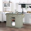 HOMCOM Kitchen Island, Gray, on Wheels with Stainless Steel Top, Spice Rack, Drawers, Utility Portable Multi-Storage Cart