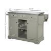 HOMCOM Kitchen Island, Gray, on Wheels with Stainless Steel Top, Spice Rack, Drawers, Utility Portable Multi-Storage Cart