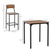 HOMCOM 3-Piece Dining Set Industrial Counter Height Bar Table and Chairs Black