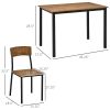 HOMCOM 5 Piece Dining Set Modern Industrial Style Dark Walnut Table & Chairs for Kitchen Dining Room Small Space