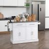HOMCOM Portable Kitchen Cart, White, Rolling Island with Stainless Steel Top, Towel & Spice Rack