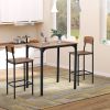 HOMCOM 3-Piece Dining Set Industrial Counter Height Bar Table and Chairs Black