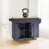 HOMCOM Kitchen Island on Wheels with Drop Leaf, Charging Station, Rolling Kitchen Cart with Wood Top, Adjustable Shelf, Blue