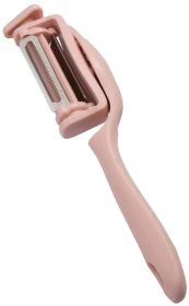 Multi-Functional Stainless Steel Rotary Peeler 3-in-1 with Plastic Handle Vegetables Fruit Peelers Straight Serrated and Julienne Peelers Kitchen (Color: Pink)