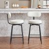 Modern Swivel Bar Stools Set of 2, Boucle Upholstered Counter Height Bar Chairs with Metal Legs & Footrest, 360° Swivel Barstools for Kitchen Island