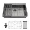 Kitchen Sink Drop-in Topmount Single Bowl Gunmetal Black Stainless Steel Sink