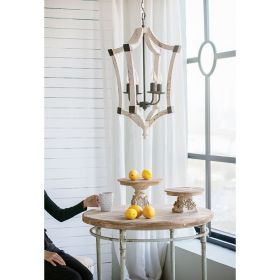 4 - Light Wood Chandelier, Hanging Light Fixture with Adjustable Chain for Kitchen Dining Room Foyer Entryway, Bulb Not Included (Color: as Pic)