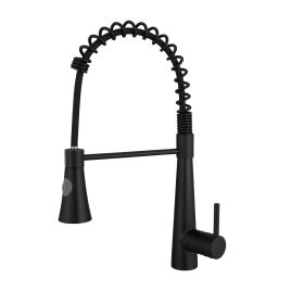 Modern 304 stainless steel pull-out kitchen faucet (Color: Black)