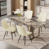 Dining Chairs Set of 2, PU Leather Modern Armless Kitchen Dining Room Chairs, Upholstered Accent Side Chairs with Metal Legs