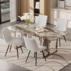 Dining Chairs Set of 2, PU Leather Modern Armless Kitchen Dining Room Chairs, Upholstered Accent Side Chairs with Metal Legs
